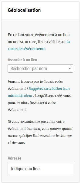 Le module de géolocalisation d'un événement